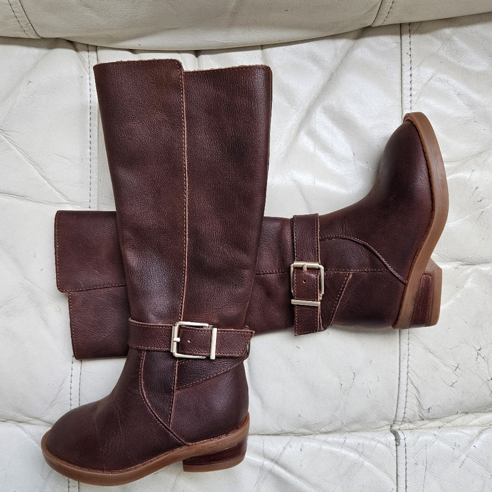 GBGirls Tall Riding Boots-Toddler Girl Brown Leather Buckle Boots Sz. 8.5/ 3-4yo